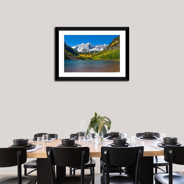 Maroon Bells In Autumn Canvas Wall Art-5 Horizontal-Gallery Wrap-22" x 12"-Tiaracle