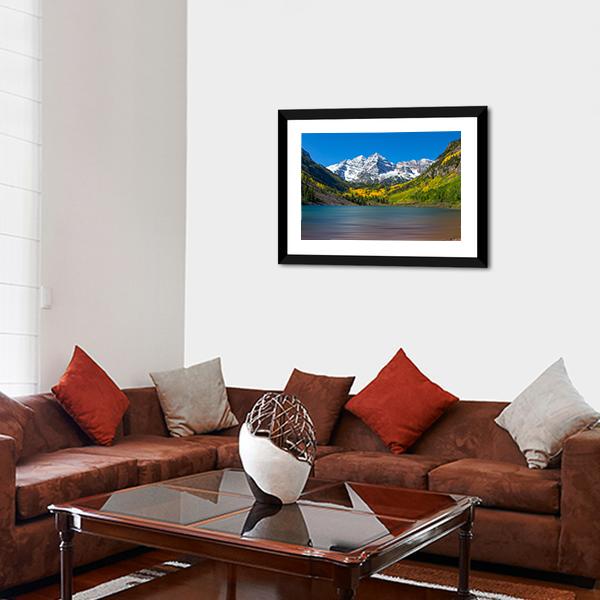 Maroon Bells In Autumn Canvas Wall Art-5 Horizontal-Gallery Wrap-22" x 12"-Tiaracle