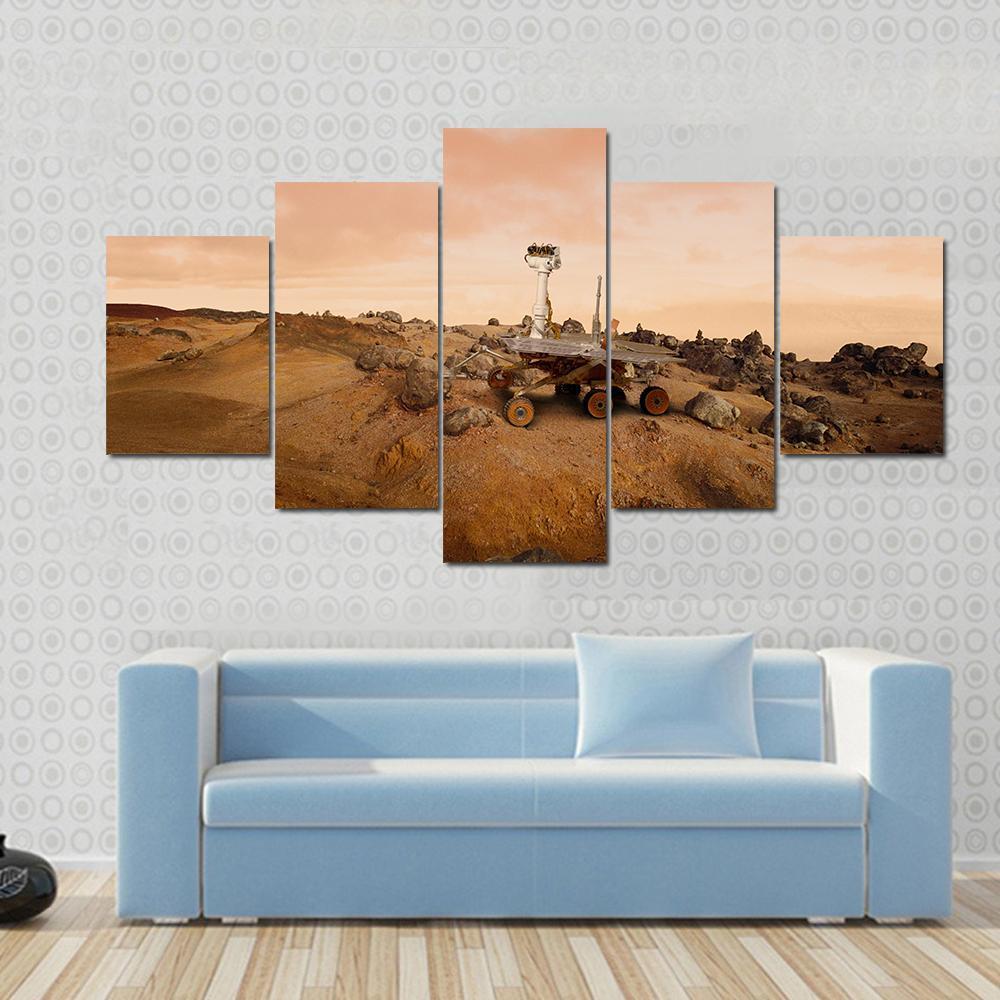 Rover In Mars Canvas Wall Art-5 Star-Gallery Wrap-62" x 32"-Tiaracle