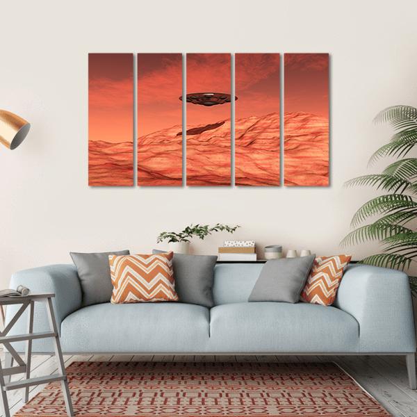 Spaceship On Mars Canvas Wall Art-5 Horizontal-Gallery Wrap-22" x 12"-Tiaracle