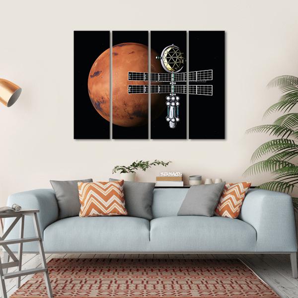 Mars With Space Probe Canvas Wall Art-4 Horizontal-Gallery Wrap-34" x 24"-Tiaracle