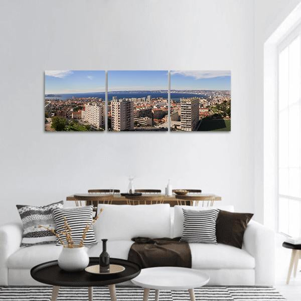 Marseille City France Panoramic Canvas Wall Art-3 Piece-25" x 08"-Tiaracle
