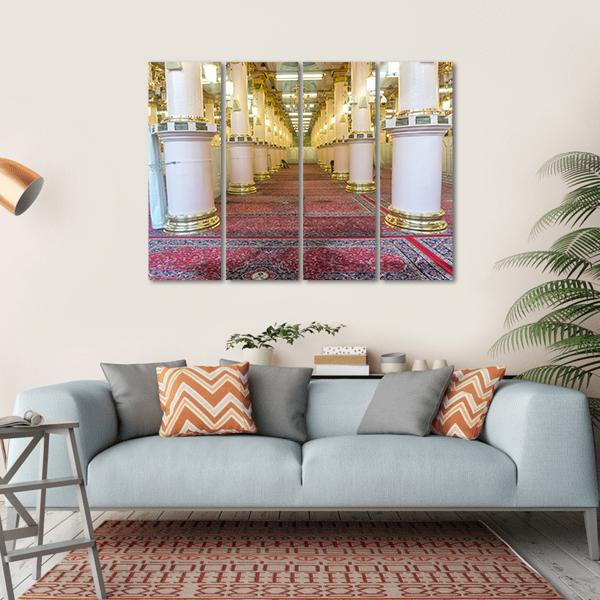 Masjid-E-Nabawi Inside Canvas Wall Art-4 Horizontal-Gallery Wrap-34" x 24"-Tiaracle