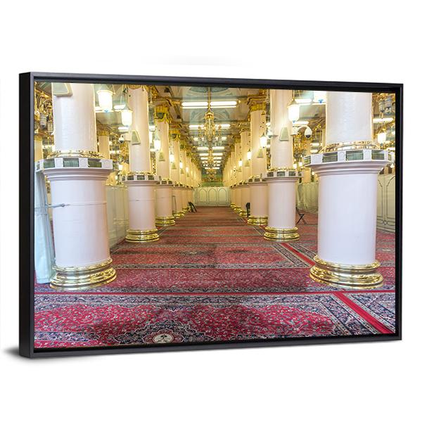 Masjid-E-Nabawi Inside Canvas Wall Art-3 Horizontal-Gallery Wrap-25" x 16"-Tiaracle