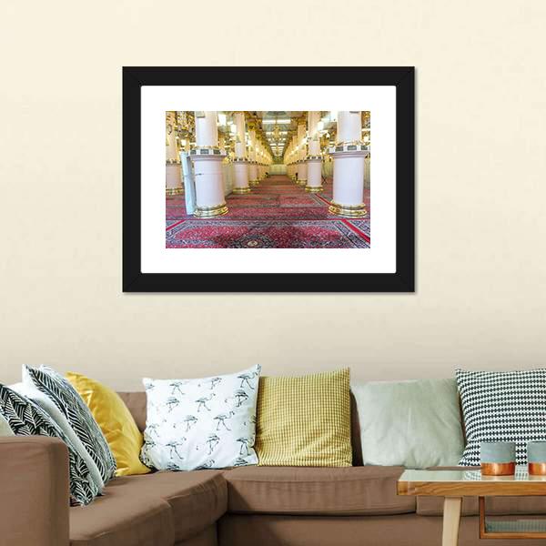 Masjid-E-Nabawi Inside Canvas Wall Art-5 Horizontal-Gallery Wrap-22" x 12"-Tiaracle