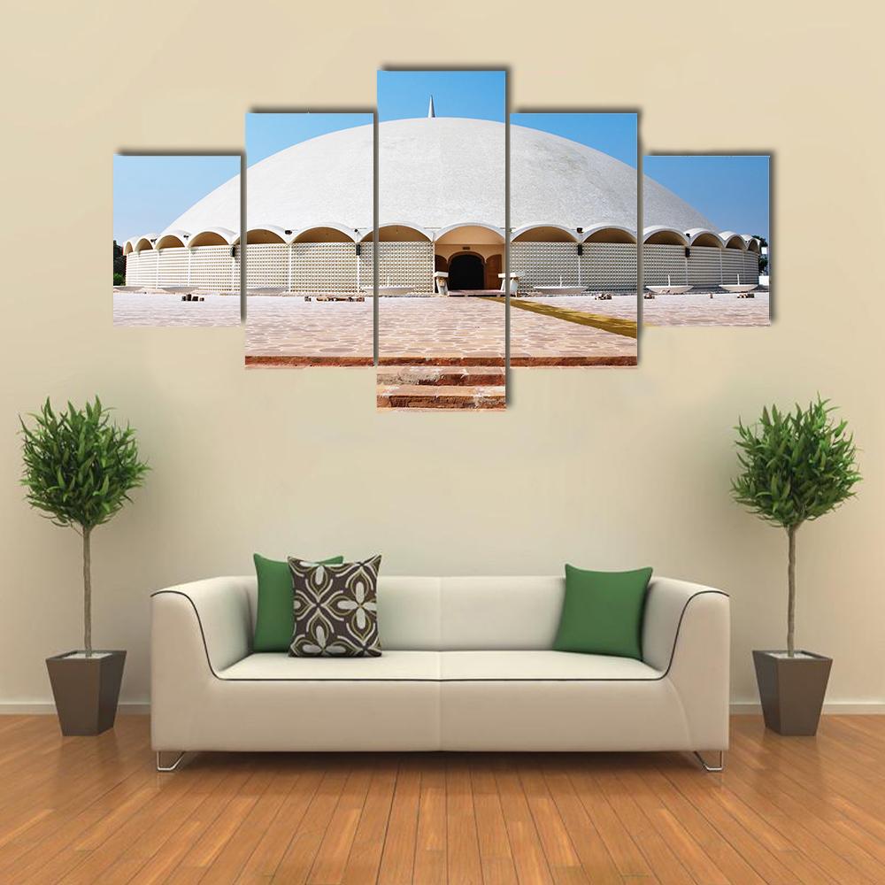 Tooba Mosque Karachi Canvas Wall Art-5 Star-Gallery Wrap-62" x 32"-Tiaracle