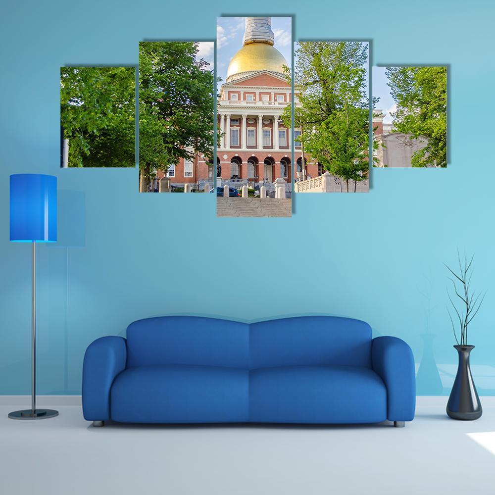Massachusetts State House Canvas Wall Art-5 Star-Gallery Wrap-62" x 32"-Tiaracle