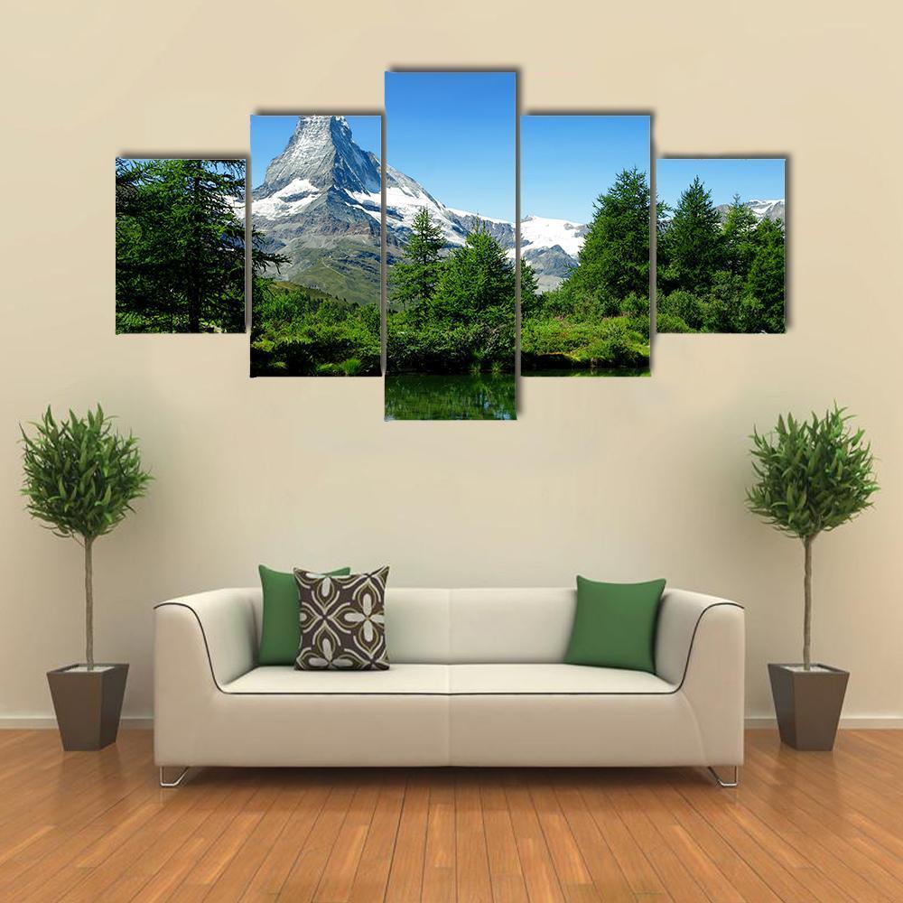 Matterhorn Switzerland Canvas Wall Art-5 Star-Gallery Wrap-62" x 32"-Tiaracle