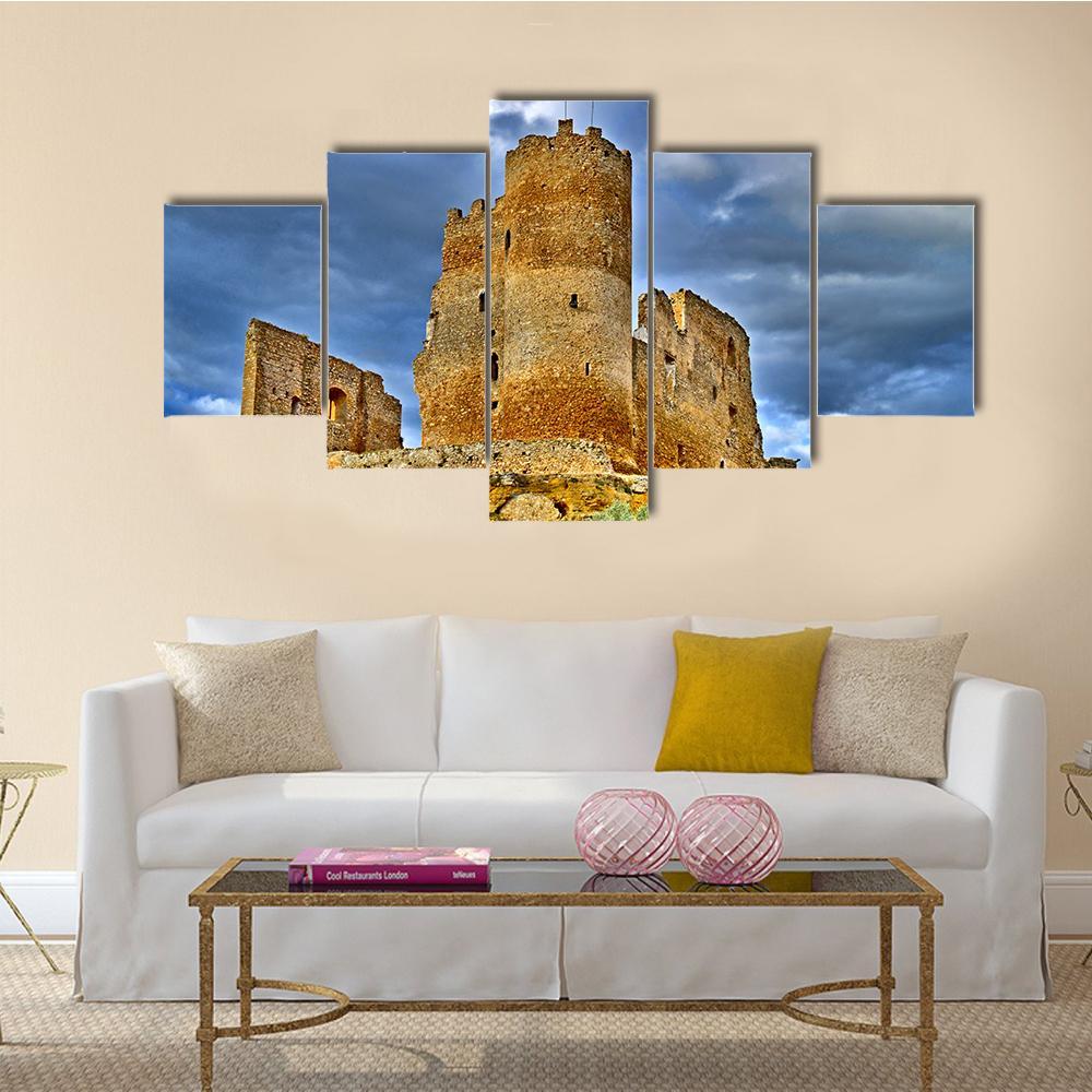 Mazzarino Medieval Castle Canvas Wall Art-5 Star-Gallery Wrap-62" x 32"-Tiaracle