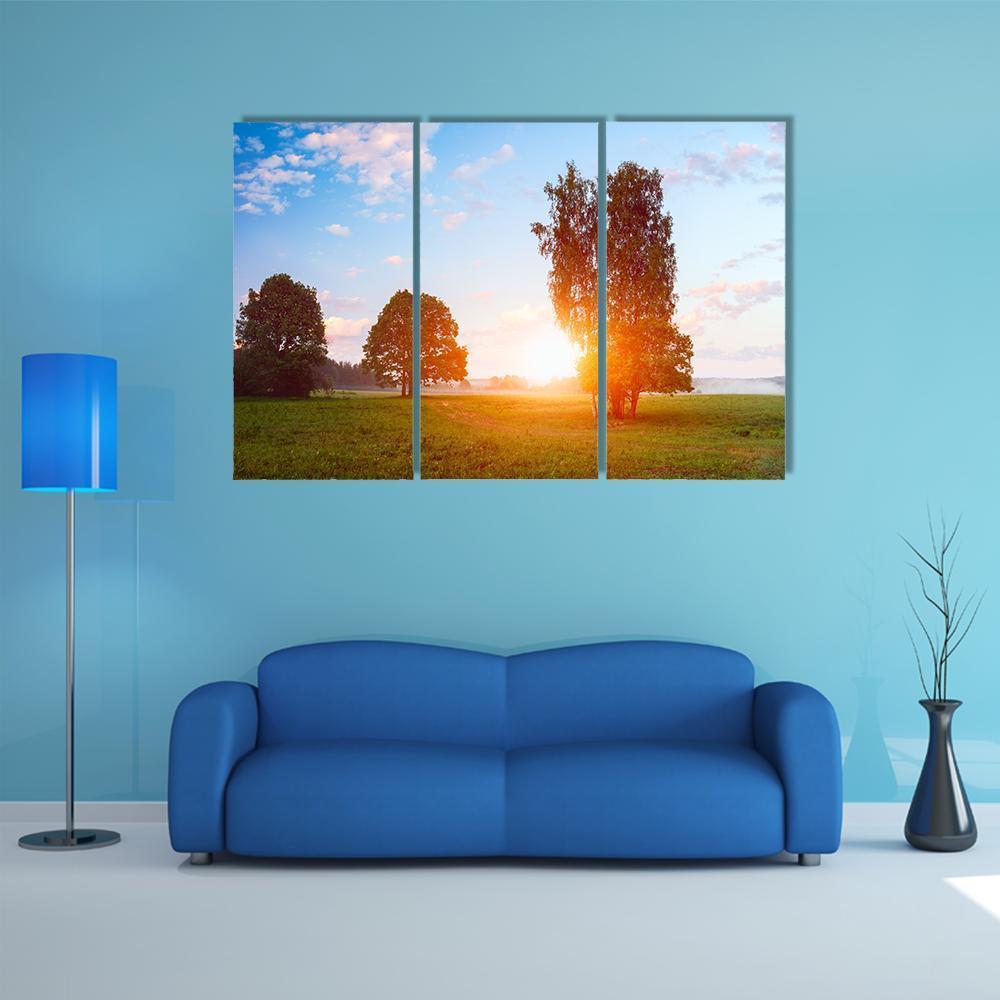 Sunny Summer Morning Canvas Wall Art-3 Horizontal-Gallery Wrap-37" x 24"-Tiaracle