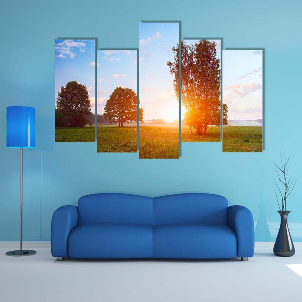 Sunny Summer Morning Canvas Wall Art-5 Pop-Gallery Wrap-47" x 32"-Tiaracle