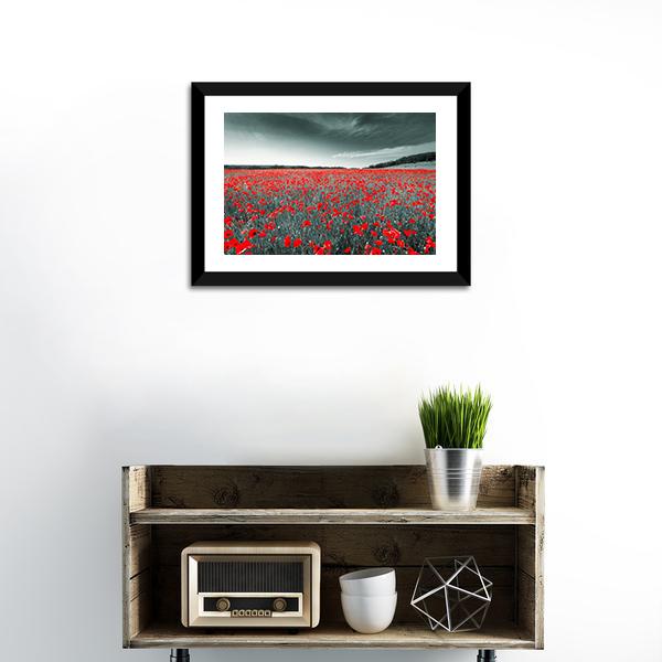 Meadow With Red Poppies Canvas Wall Art-1 Piece-Framed Print-20" x 16"-Tiaracle