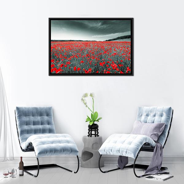 Meadow With Red Poppies Canvas Wall Art-3 Horizontal-Gallery Wrap-25" x 16"-Tiaracle