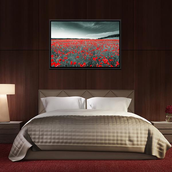 Meadow With Red Poppies Canvas Wall Art-3 Horizontal-Gallery Wrap-25" x 16"-Tiaracle