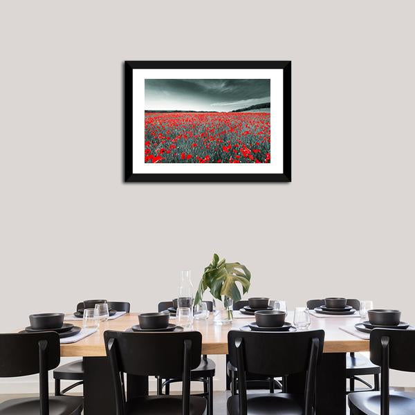 Meadow With Red Poppies Canvas Wall Art-3 Horizontal-Gallery Wrap-25" x 16"-Tiaracle