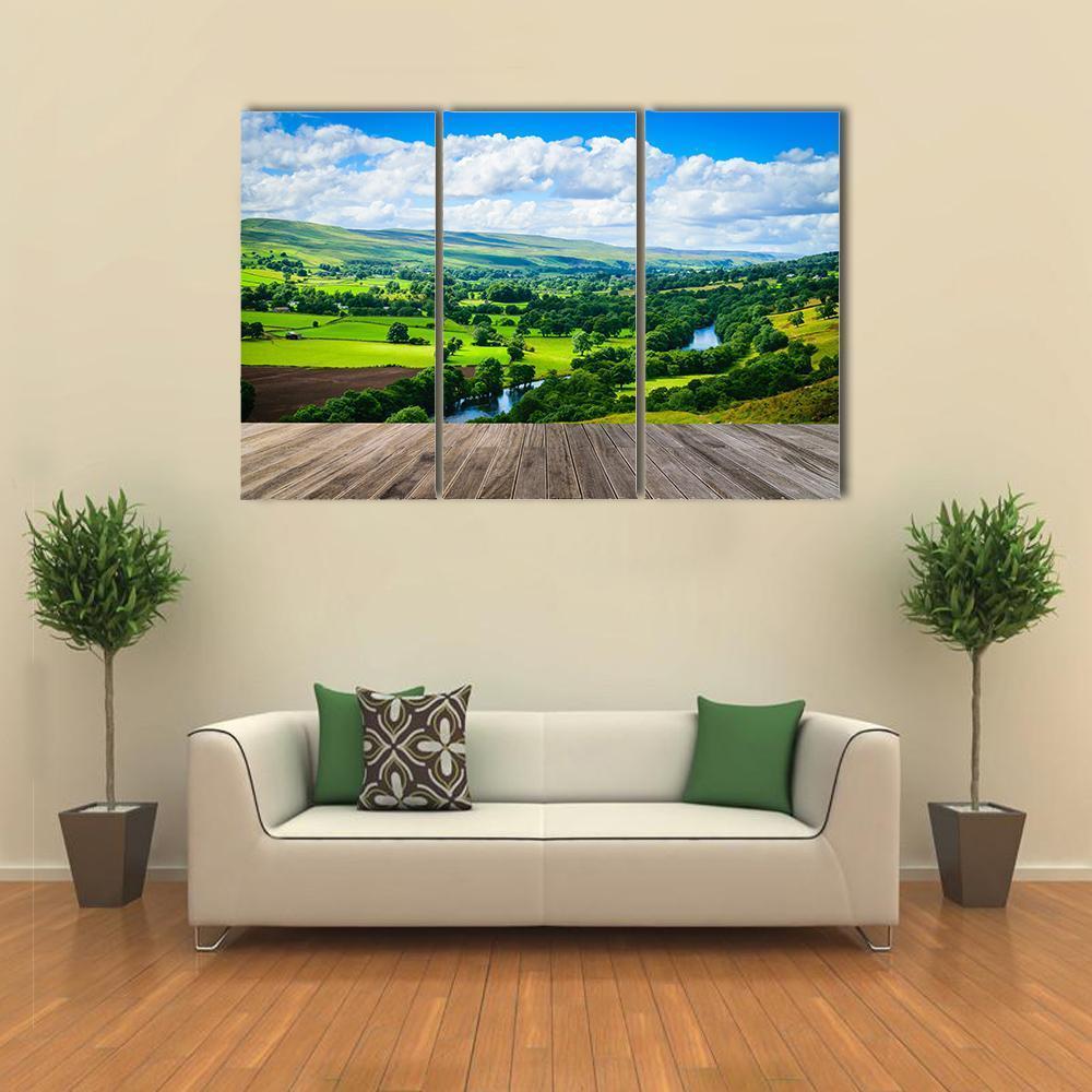 Meandering River Canvas Wall Art-3 Horizontal-Gallery Wrap-37" x 24"-Tiaracle