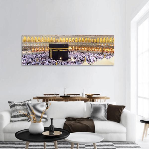 Kaaba At Night Panoramic Canvas Wall Art-1 Piece-36" x 12"-Tiaracle