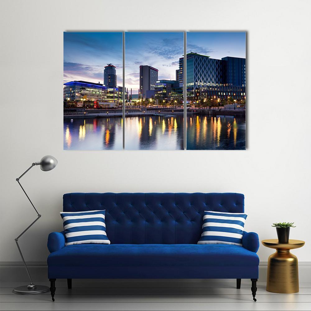 Media City On Salford Quays Canvas Wall Art-3 Horizontal-Gallery Wrap-37" x 24"-Tiaracle