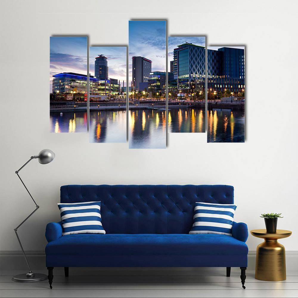 Media City On Salford Quays Canvas Wall Art-5 Pop-Gallery Wrap-47" x 32"-Tiaracle