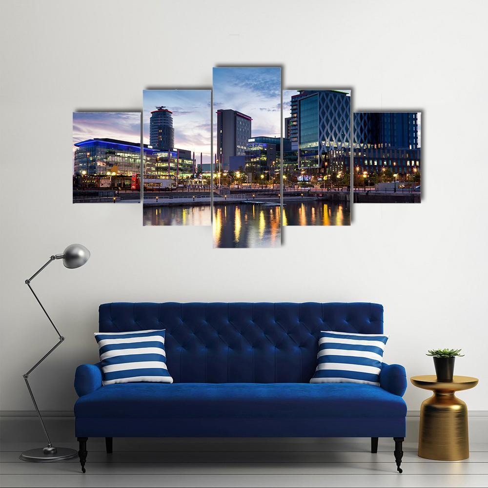 Media City On Salford Quays Canvas Wall Art-5 Star-Gallery Wrap-62" x 32"-Tiaracle