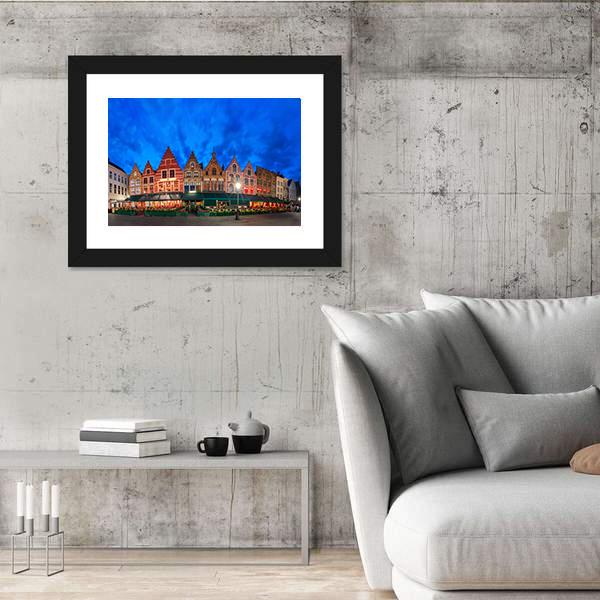 Medieval Fairytale Town At Night Canvas Wall Art-3 Horizontal-Gallery Wrap-25" x 16"-Tiaracle