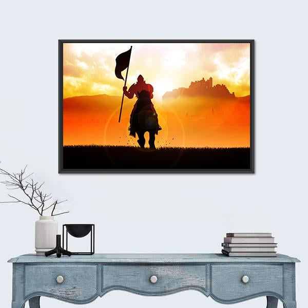 Medieval Knight On Horse Canvas Wall Art-5 Horizontal-Gallery Wrap-22" x 12"-Tiaracle