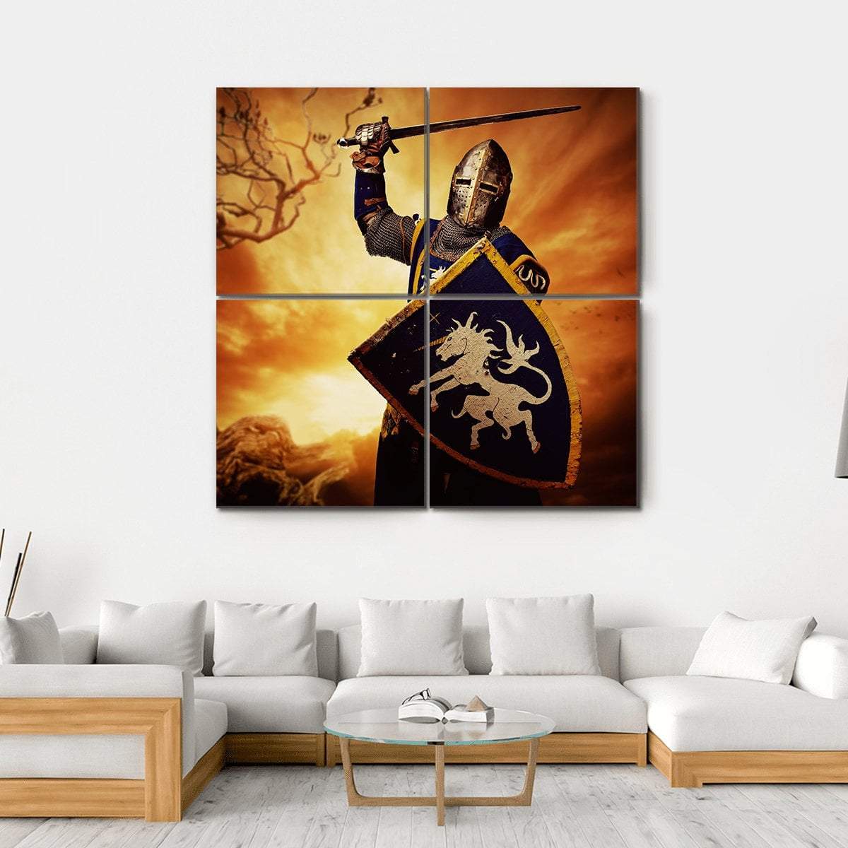 Medieval Knight Canvas Wall Art-4 Square-Gallery Wrap-17" x 17"-Tiaracle