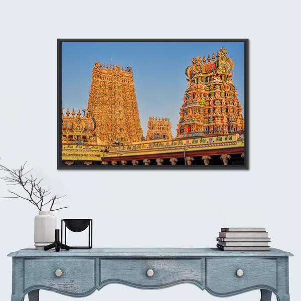 Meenakshi Amman Temple Canvas Wall Art-5 Horizontal-Gallery Wrap-22" x 12"-Tiaracle