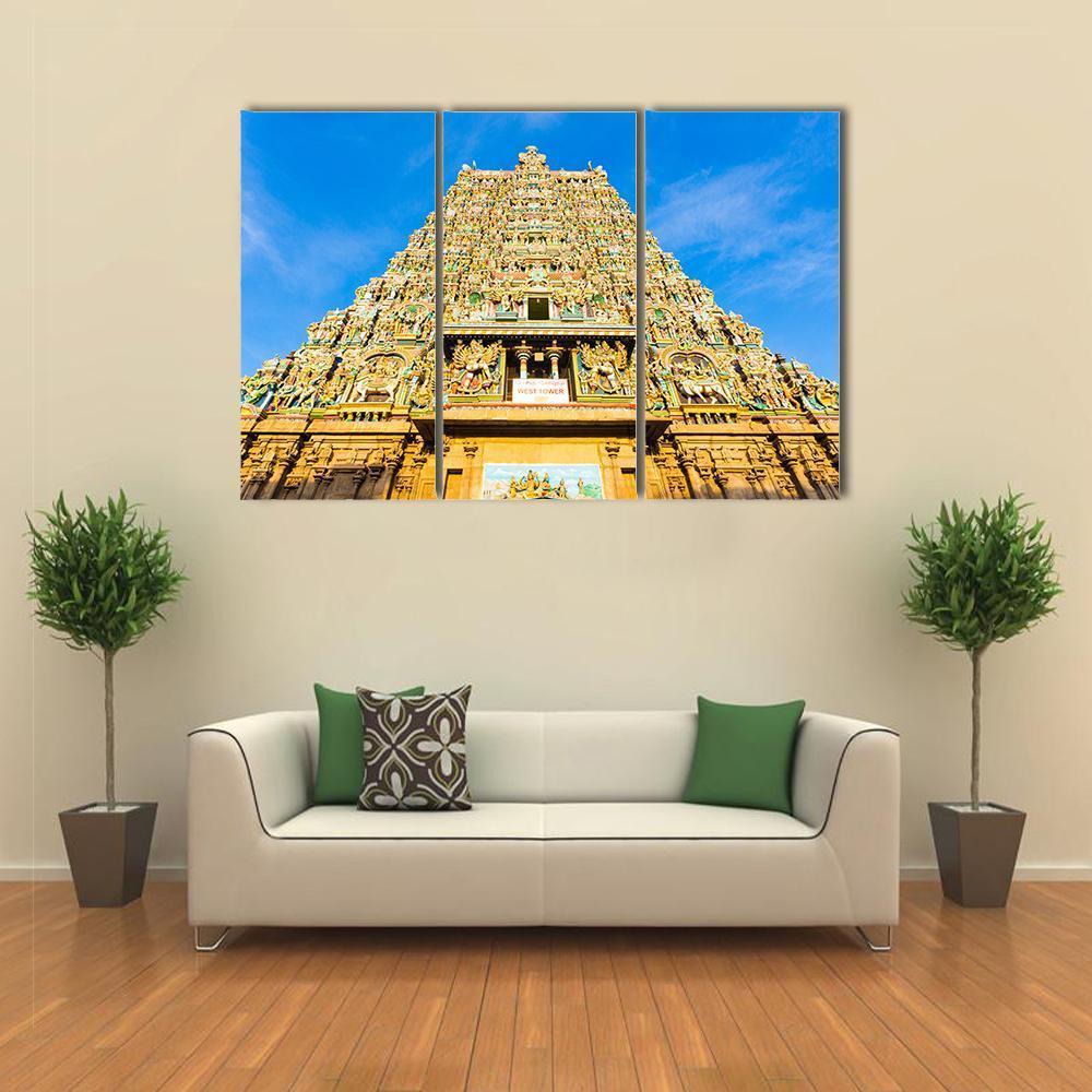 Meenakshi Amman Temple India Canvas Wall Art-3 Horizontal-Gallery Wrap-37" x 24"-Tiaracle
