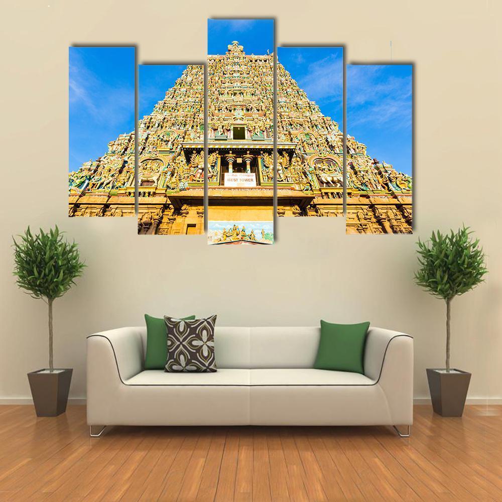 Meenakshi Amman Temple India Canvas Wall Art-5 Pop-Gallery Wrap-47" x 32"-Tiaracle