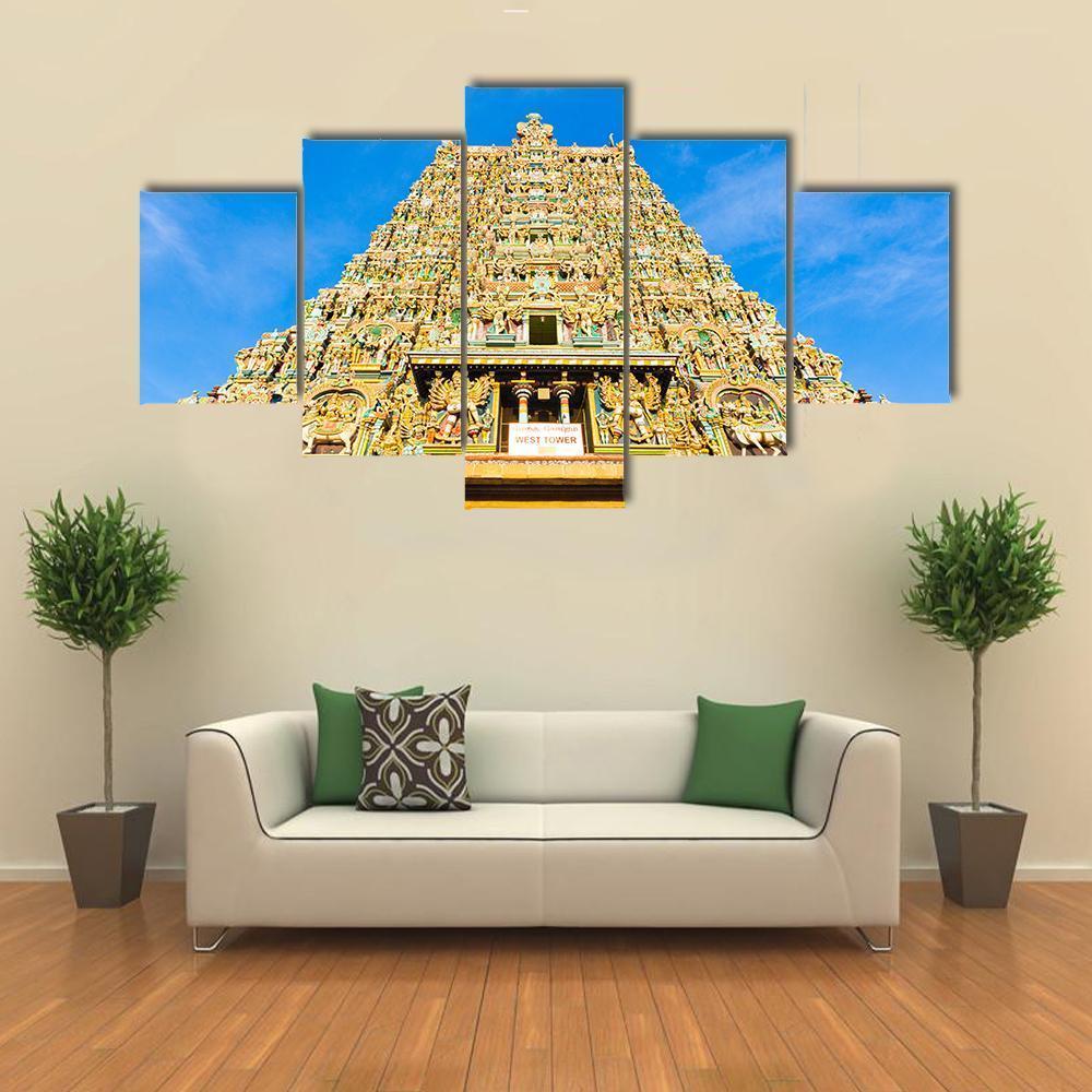 Meenakshi Amman Temple India Canvas Wall Art-5 Star-Gallery Wrap-62" x 32"-Tiaracle