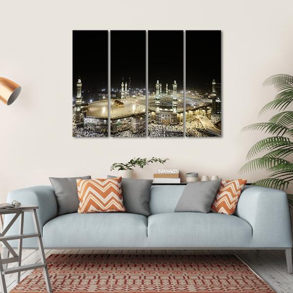 Mekkah At Night Canvas Wall Art-4 Horizontal-Gallery Wrap-34" x 24"-Tiaracle