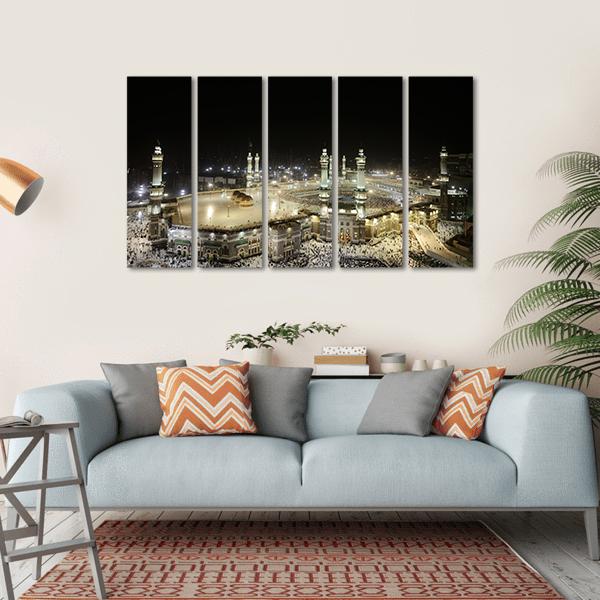 Mekkah At Night Canvas Wall Art-5 Horizontal-Gallery Wrap-22" x 12"-Tiaracle
