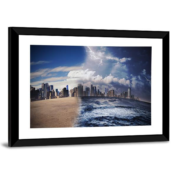 Melting Glaciers Concept Canvas Wall Art-1 Piece-Framed Print-20" x 16"-Tiaracle