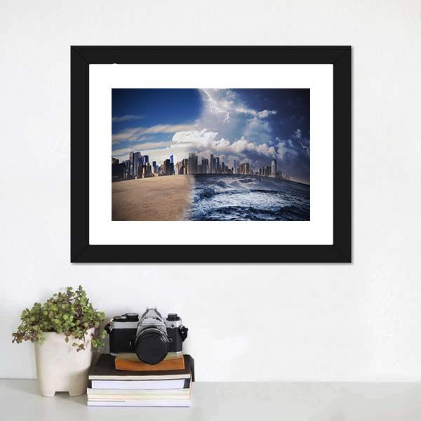 Melting Glaciers Concept Canvas Wall Art-1 Piece-Framed Print-20" x 16"-Tiaracle