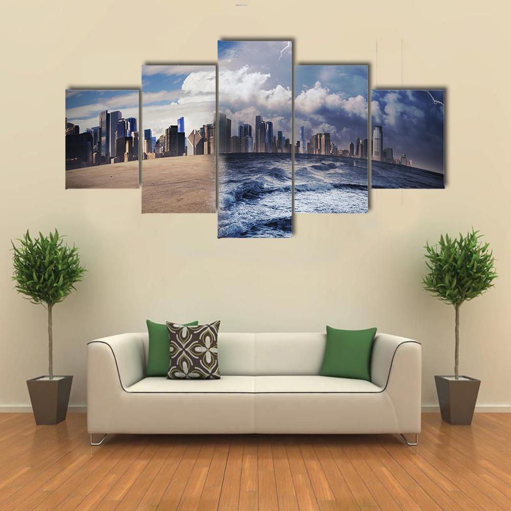 Melting Glaciers Concept Canvas Wall Art-5 Star-Gallery Wrap-62" x 32"-Tiaracle