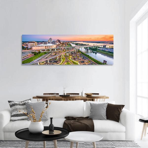 Mud Island Aerial View Panoramic Canvas Wall Art-1 Piece-36" x 12"-Tiaracle