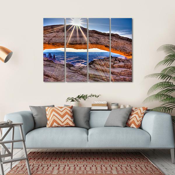 Mesa Arch At Sunrise Canvas Wall Art-4 Horizontal-Gallery Wrap-34" x 24"-Tiaracle