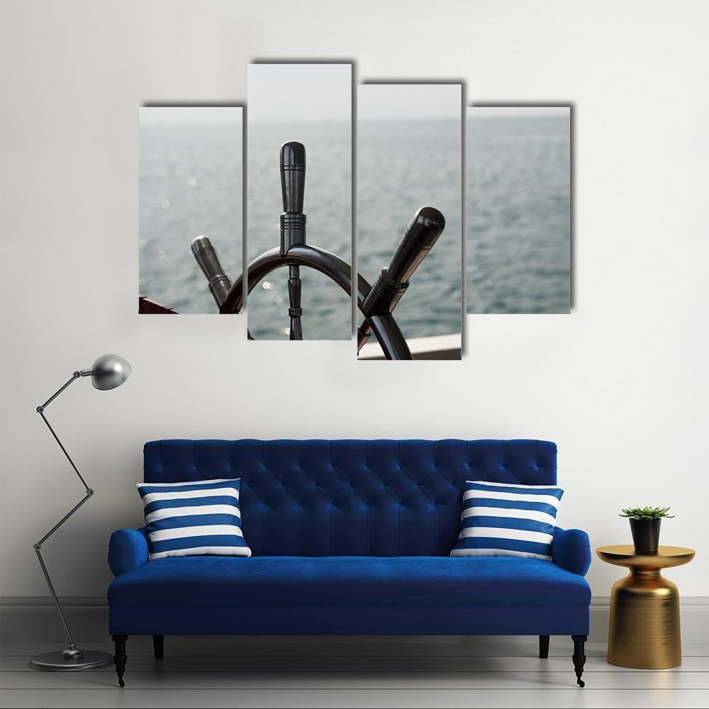Boat Steering Wheel Canvas Wall Art-4 Pop-Gallery Wrap-50" x 32"-Tiaracle