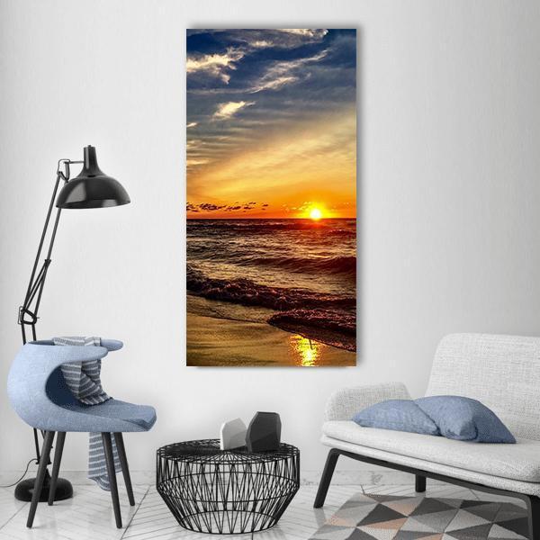 Michigan Beach At Sunset Vertical Canvas Wall Art-3 Vertical-Gallery Wrap-12" x 25"-Tiaracle