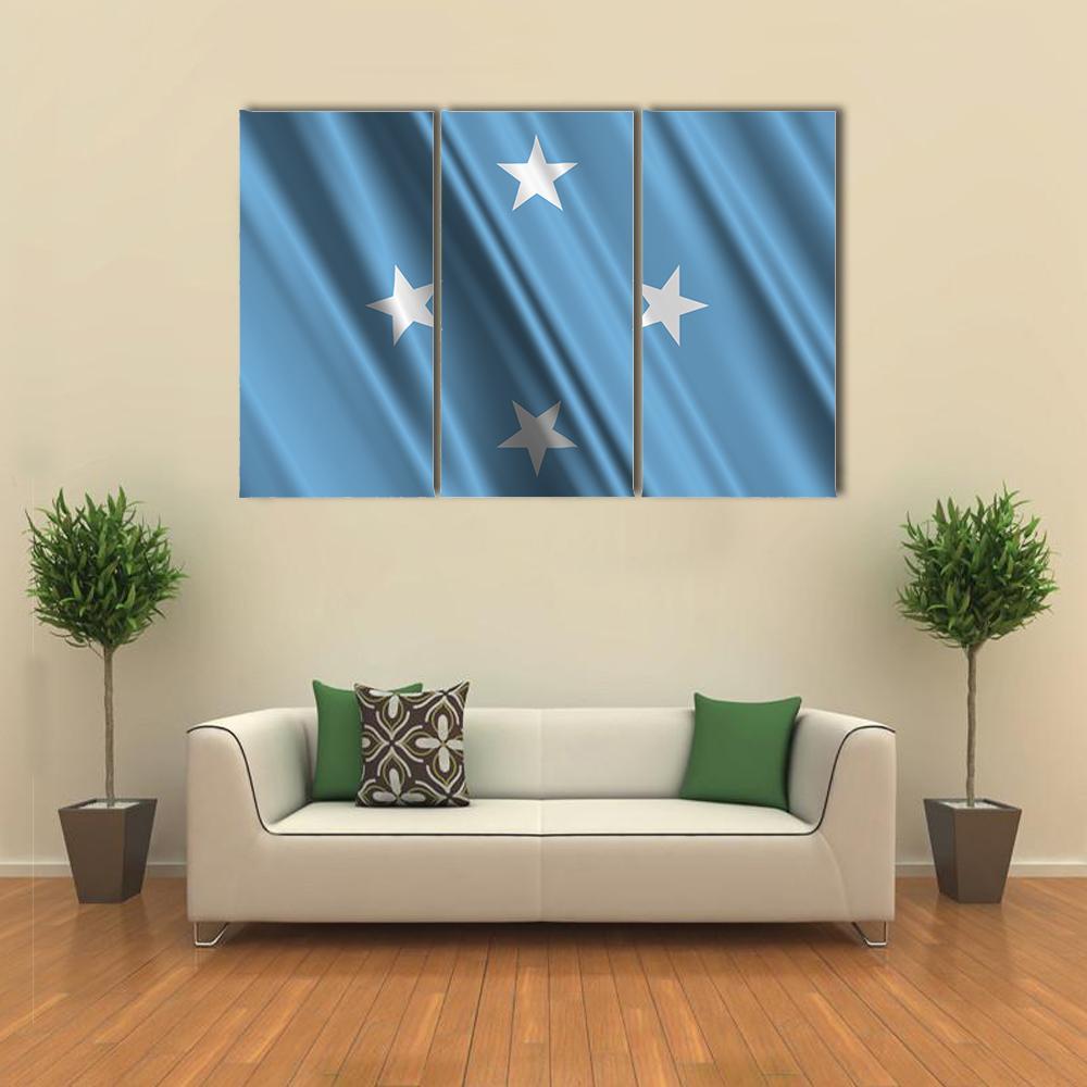 Micronesia Flag Canvas Wall Art-3 Horizontal-Gallery Wrap-37" x 24"-Tiaracle