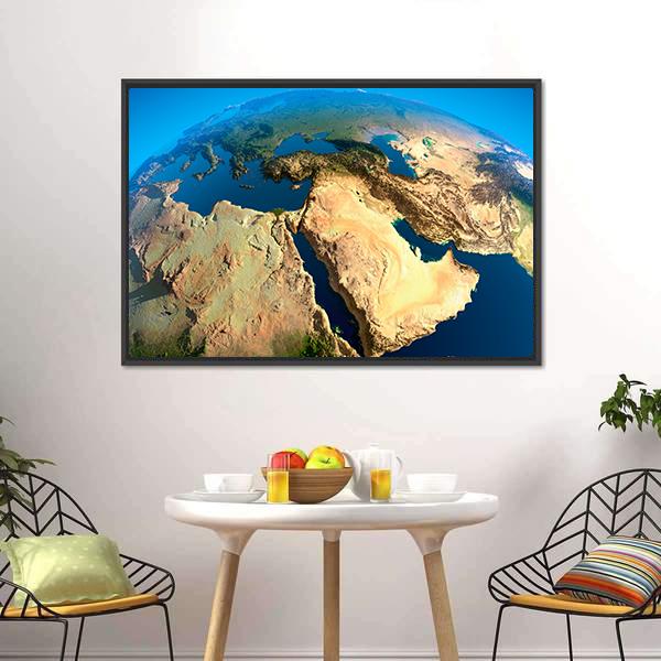 Middle East Satellite View Canvas Wall Art-5 Horizontal-Gallery Wrap-22" x 12"-Tiaracle