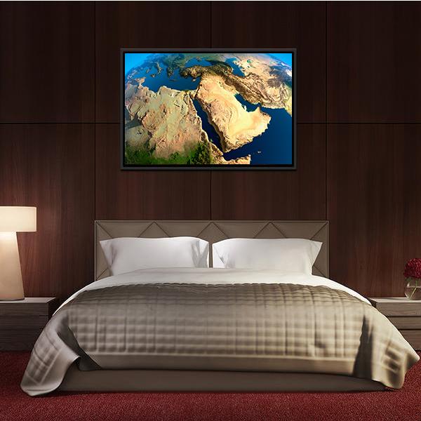 Middle East Satellite View Canvas Wall Art-3 Horizontal-Gallery Wrap-25" x 16"-Tiaracle