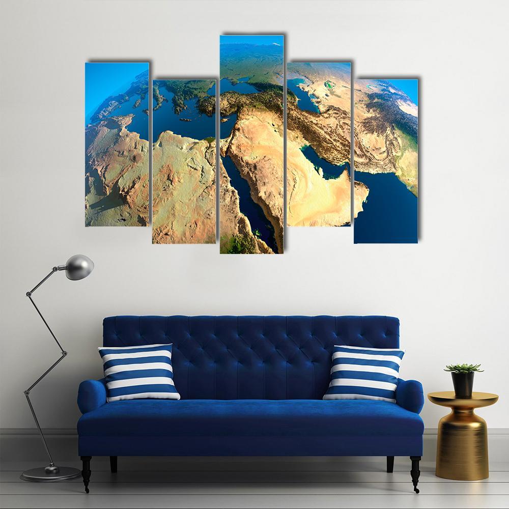 Middle East Satellite View Canvas Wall Art-5 Pop-Gallery Wrap-47" x 32"-Tiaracle