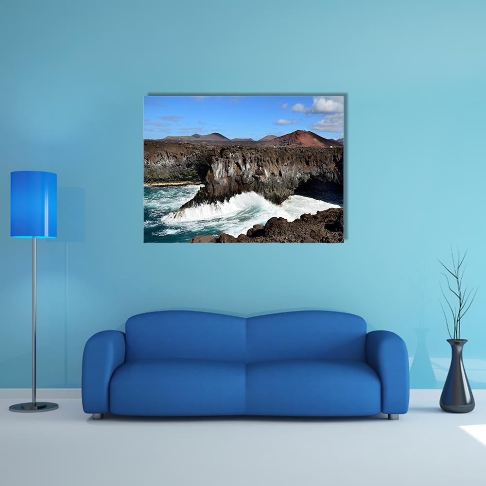 Los Hervideros Spain Canvas Wall Art-1 Piece-Gallery Wrap-48" x 32"-Tiaracle