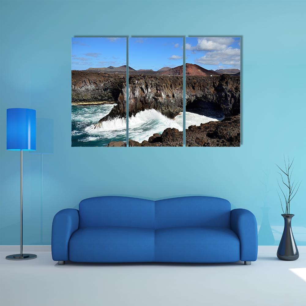 Los Hervideros Spain Canvas Wall Art-3 Horizontal-Gallery Wrap-37" x 24"-Tiaracle
