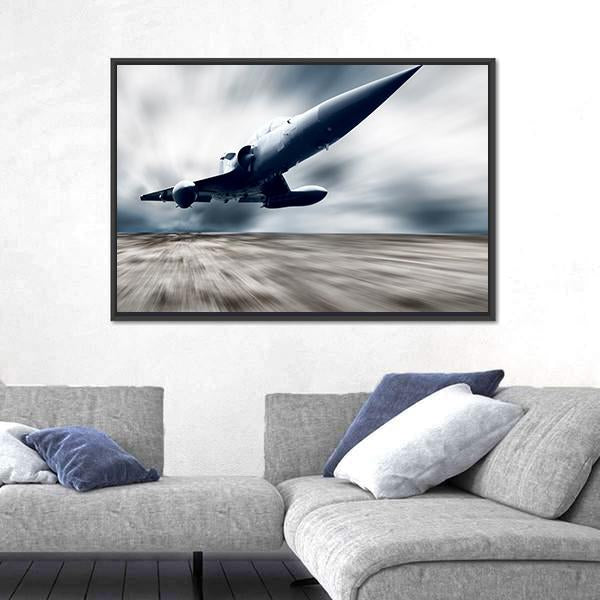 Military Airplane Taking Off Panoramic Canvas Wall Art-1 Piece-36" x 12"-Tiaracle