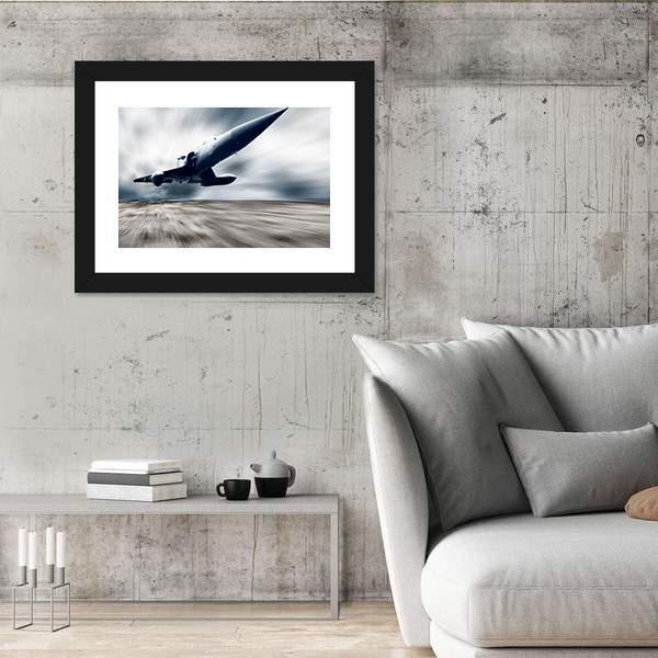 Military Airplane Taking Off Panoramic Canvas Wall Art-1 Piece-36" x 12"-Tiaracle