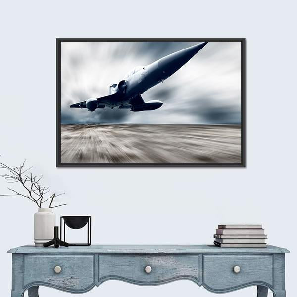 Military Airplane Taking Off Panoramic Canvas Wall Art-1 Piece-36" x 12"-Tiaracle