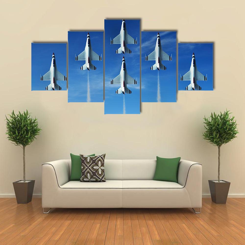 Military Aircrafts Canvas Wall Art-5 Star-Gallery Wrap-62" x 32"-Tiaracle